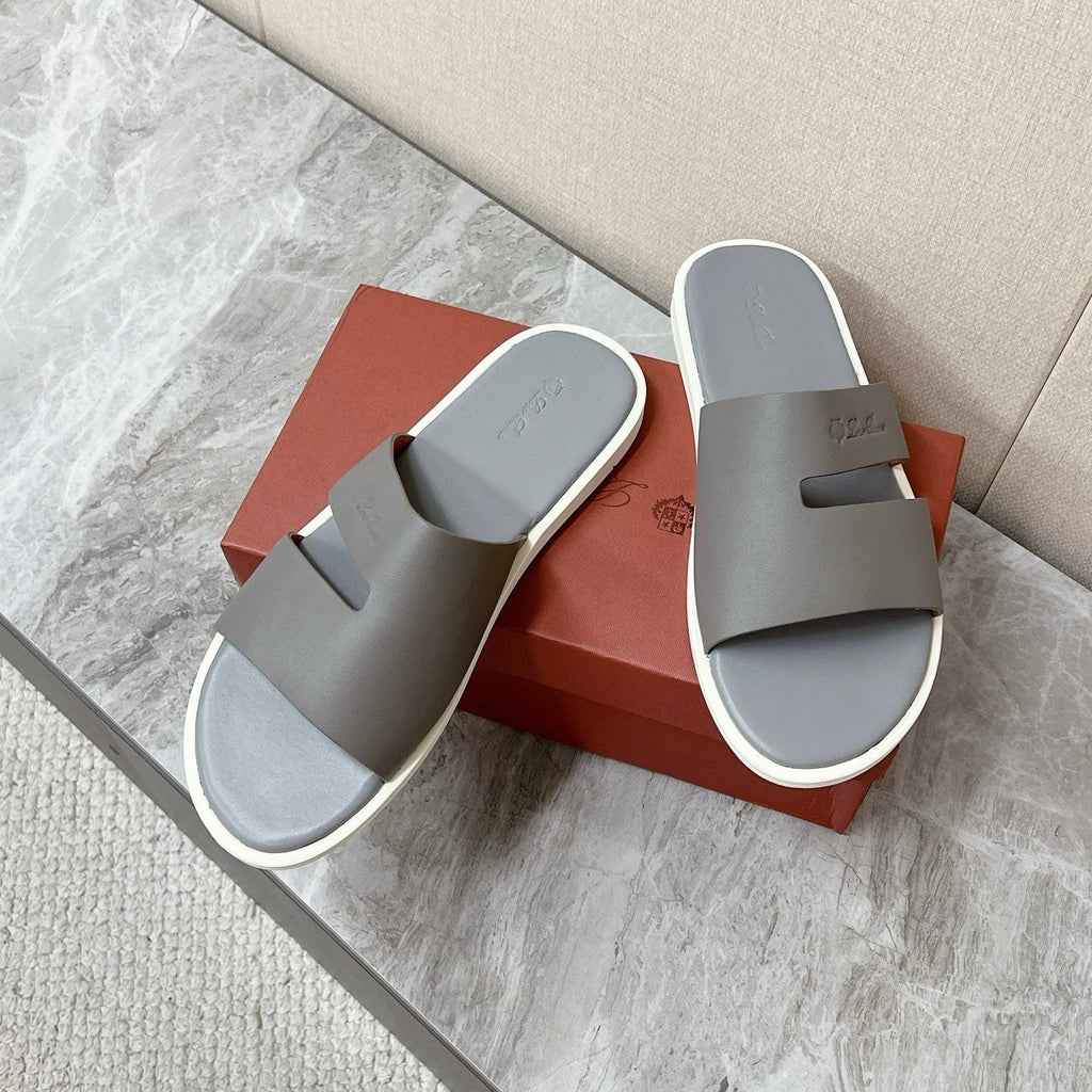 LP 26S CLASSIC H-CUT SLIDES IN GREY CALFSKIN