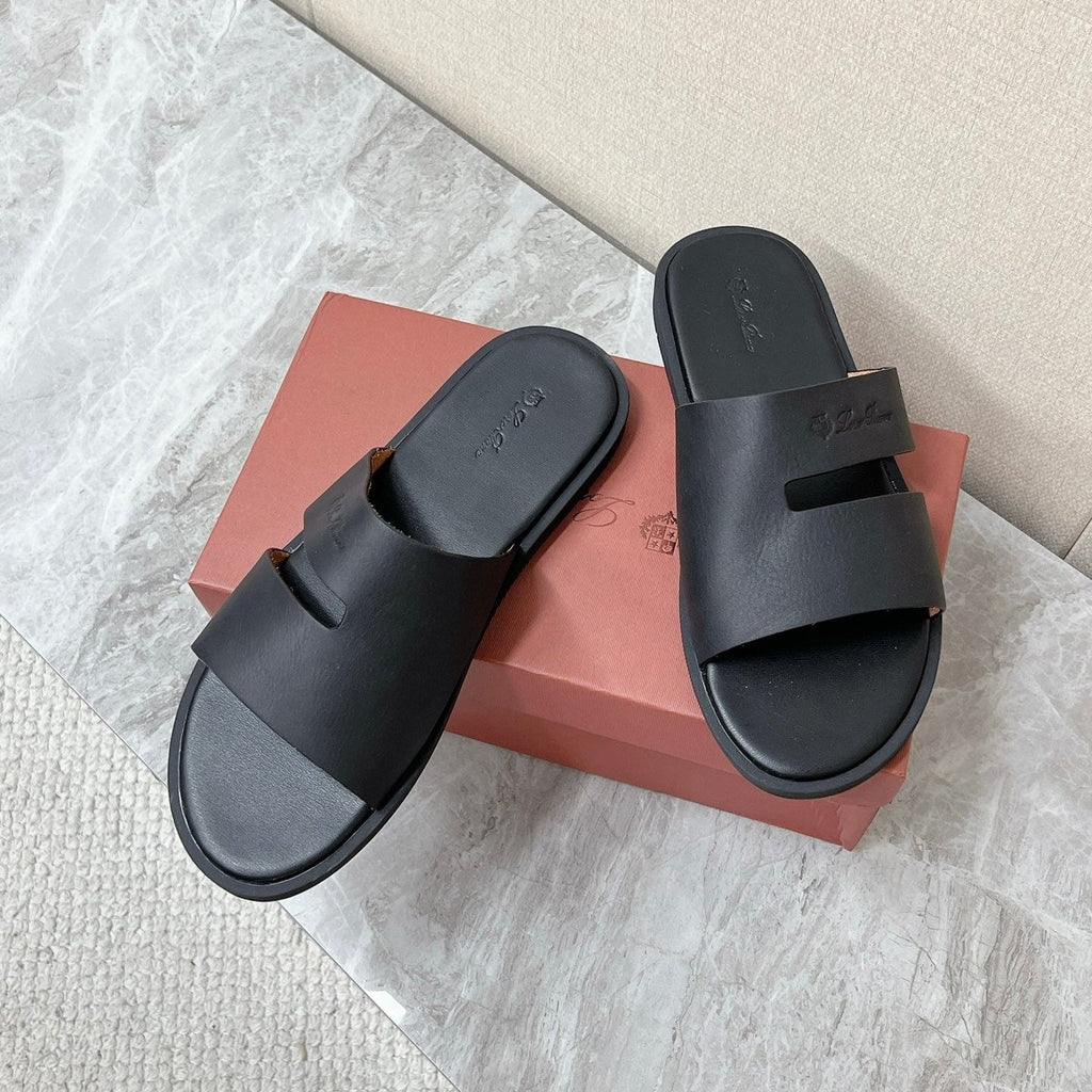 LP 26S CLASSIC H-CUT SLIDES IN BLACK CALFSKIN