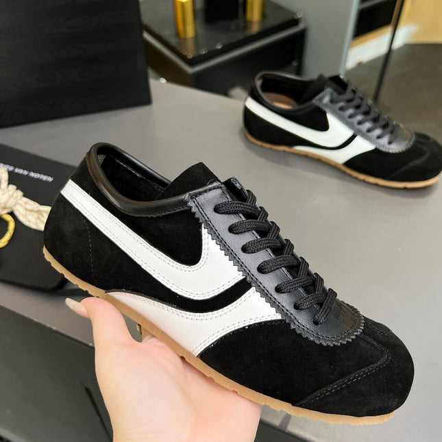 DRIES VAN NOTEN SNEAKER IN BLACK AND WHITE SUEDE