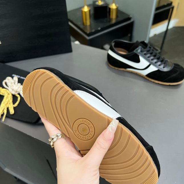 DRIES VAN NOTEN SNEAKER IN BLACK AND WHITE SUEDE