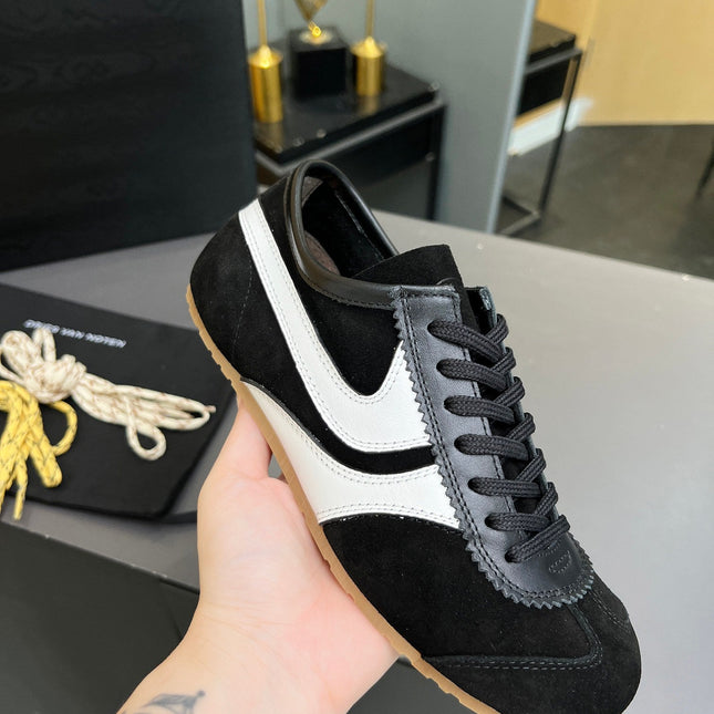 DRIES VAN NOTEN SNEAKER IN BLACK AND WHITE SUEDE