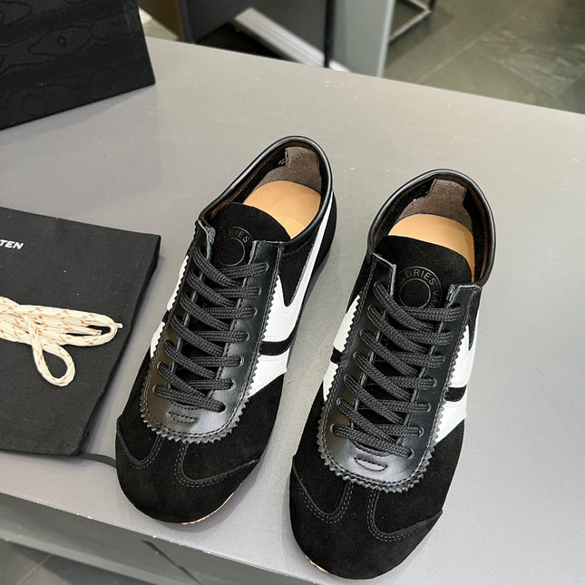 DRIES VAN NOTEN SNEAKER IN BLACK AND WHITE SUEDE