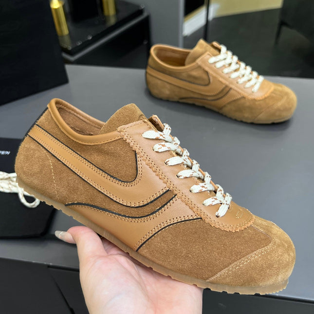 DRIES VAN NOTEN SNEAKER IN BROWN AND WHITE SUEDE