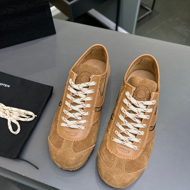 DRIES VAN NOTEN SNEAKER IN BROWN AND WHITE SUEDE