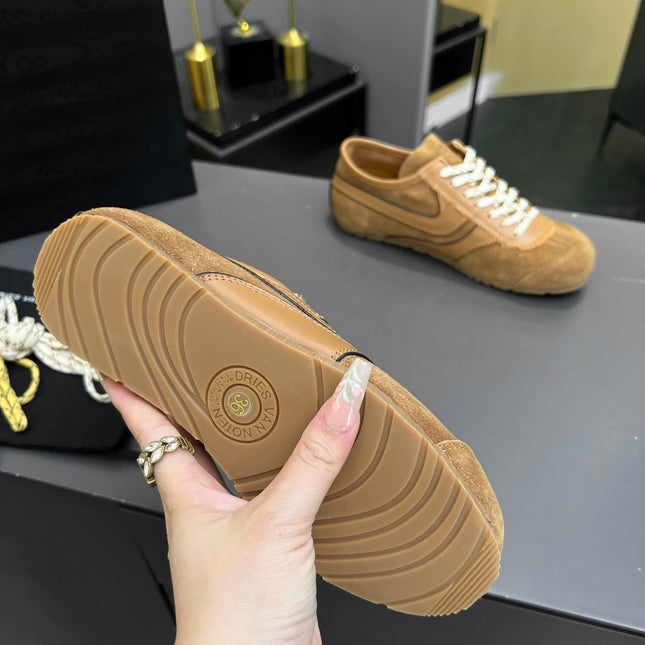DRIES VAN NOTEN SNEAKER IN BROWN AND WHITE SUEDE