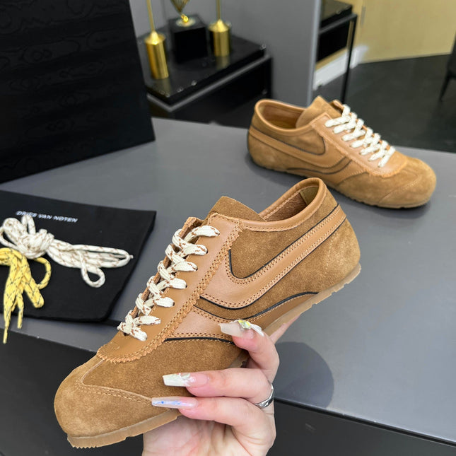 DRIES VAN NOTEN SNEAKER IN BROWN AND WHITE SUEDE