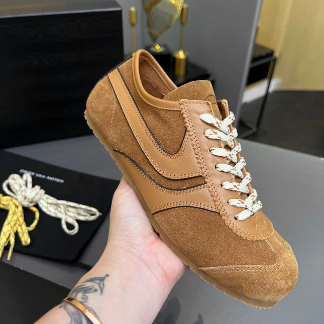 DRIES VAN NOTEN SNEAKER IN BROWN AND WHITE SUEDE