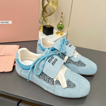MIUMIU 26S SNEAKERS IN LIGHT BLUE SUEDE
