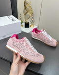 LOEWE 26S RUNNER 2.0 SNEAKERS IN LIGHT PINK SUEDE AND ANAGRAM JACQUARD