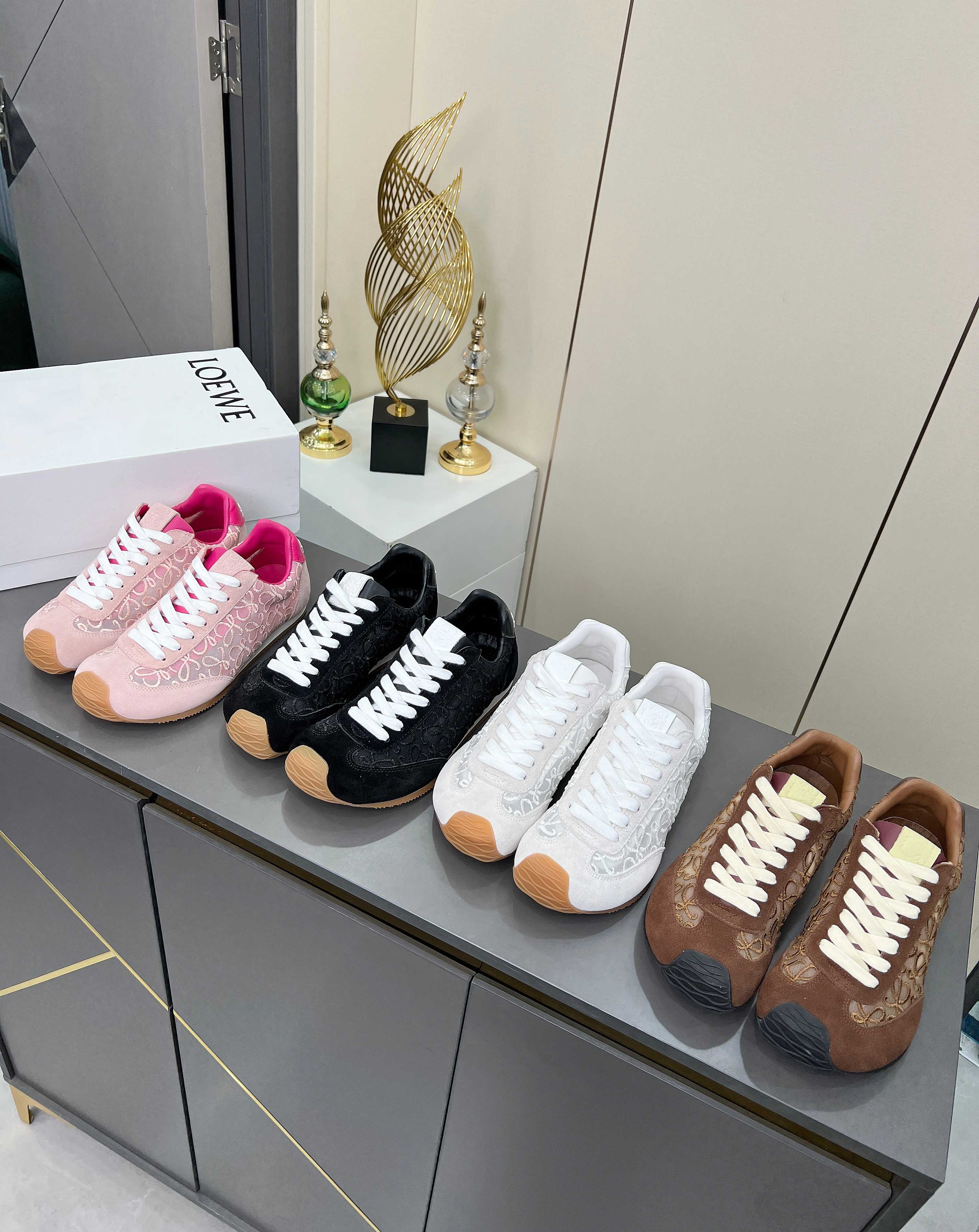 LOEWE 26S RUNNER 2.0 SNEAKERS IN WHITE SUEDE AND ANAGRAM JACQUARD