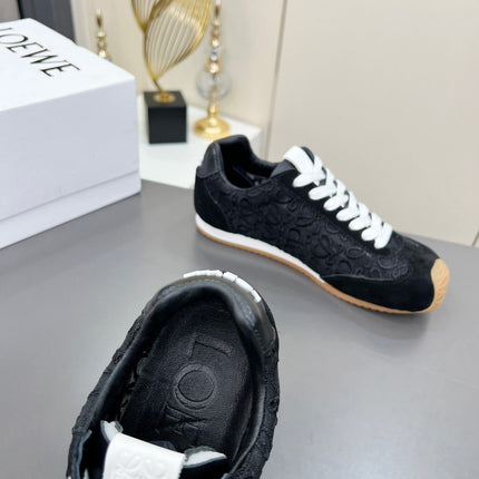 LOEWE 26S RUNNER 2.0 SNEAKERS IN BLACK SUEDE AND ANAGRAM JACQUARD