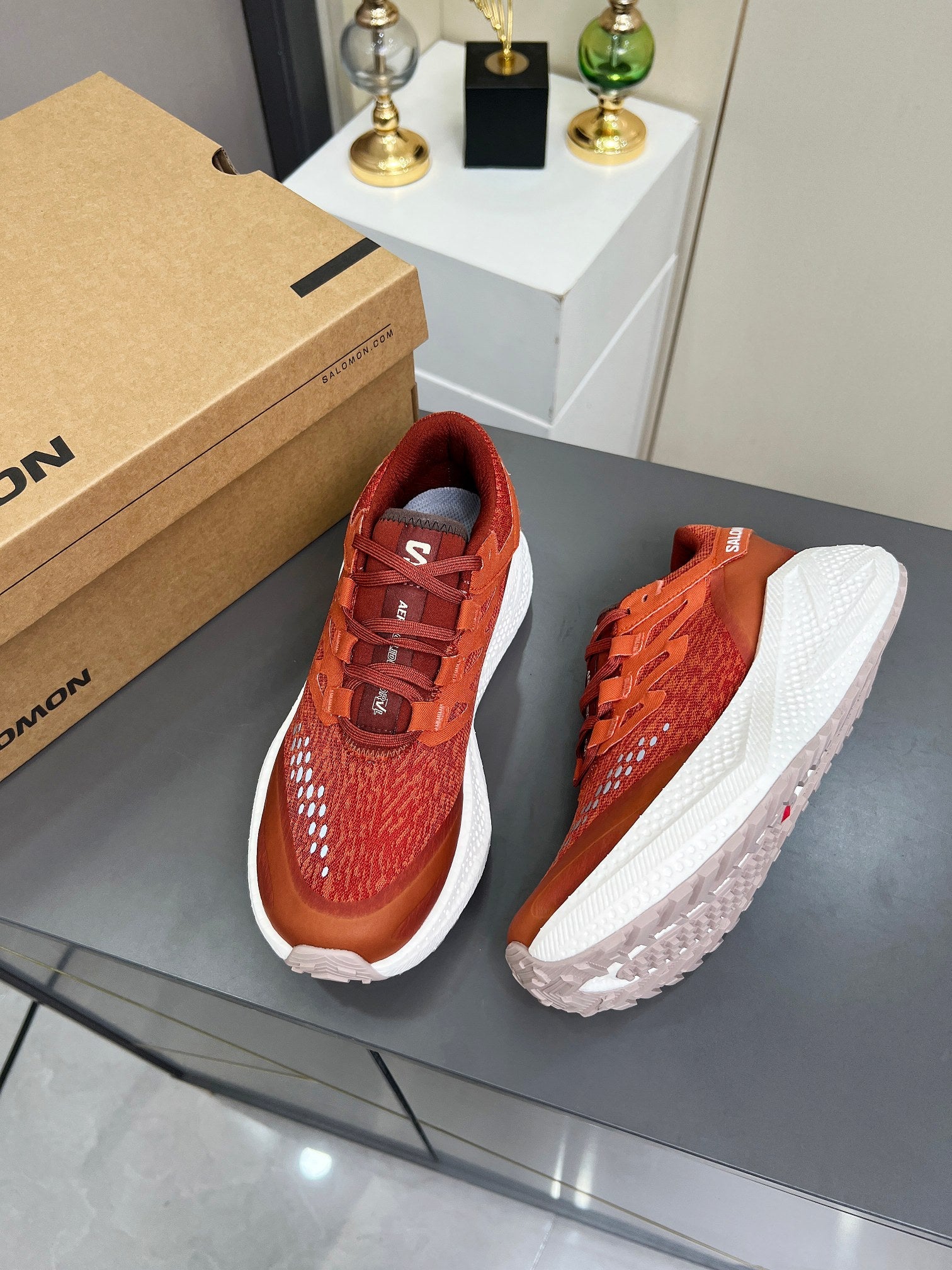ALO 25S SALOMON ODYSSEY ELMT SNEAKER 45 MM IN DARK ORANGE FABRIC