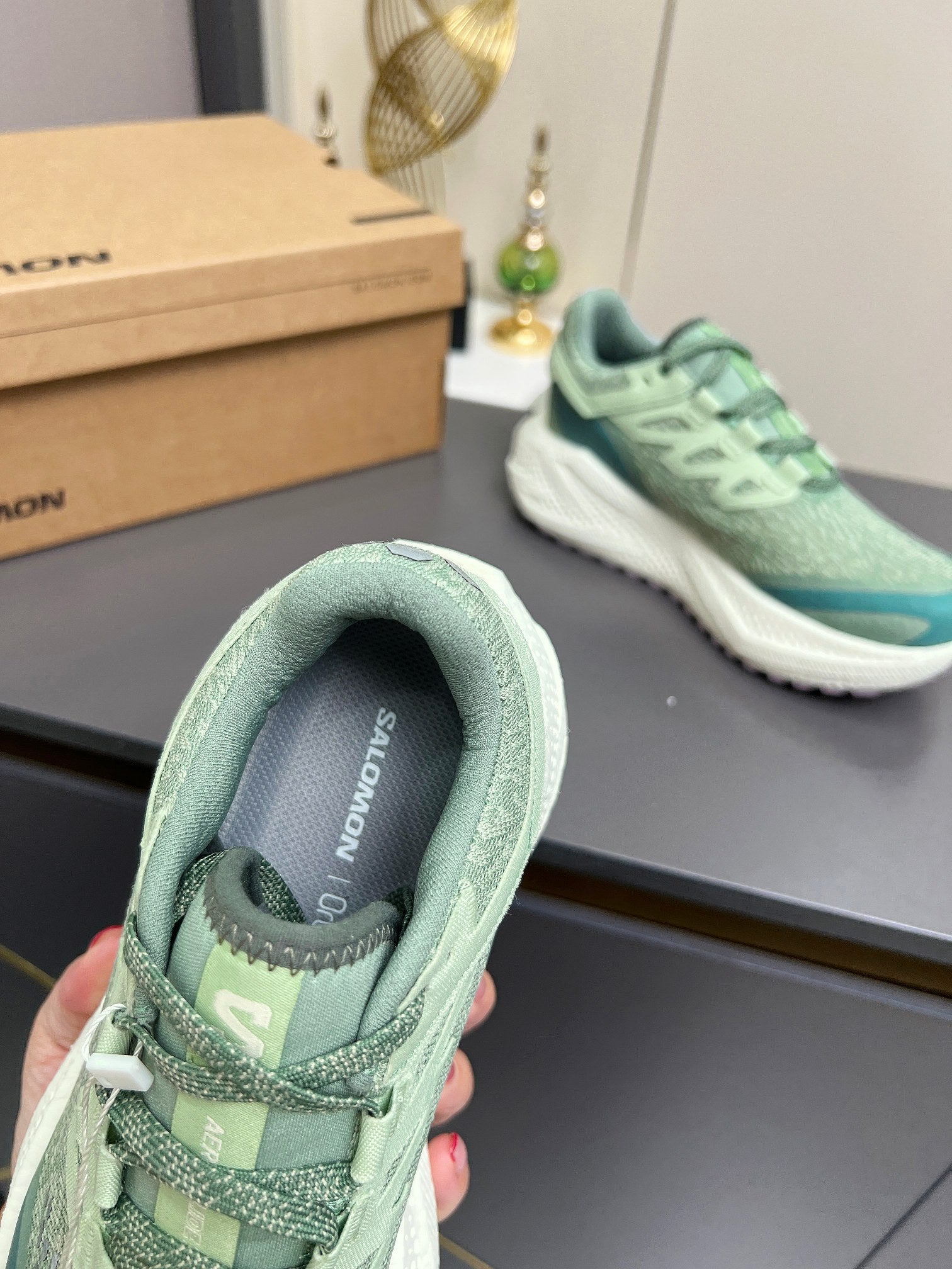ALO 25S SALOMON ODYSSEY ELMT SNEAKER 45 MM IN PASTEL GREEN FABRIC