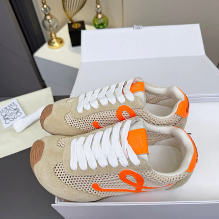 LOEWE 26S RUNNER 2.0 SNEAKERS IN BEIGE SUEDE AND MESH FABRIC