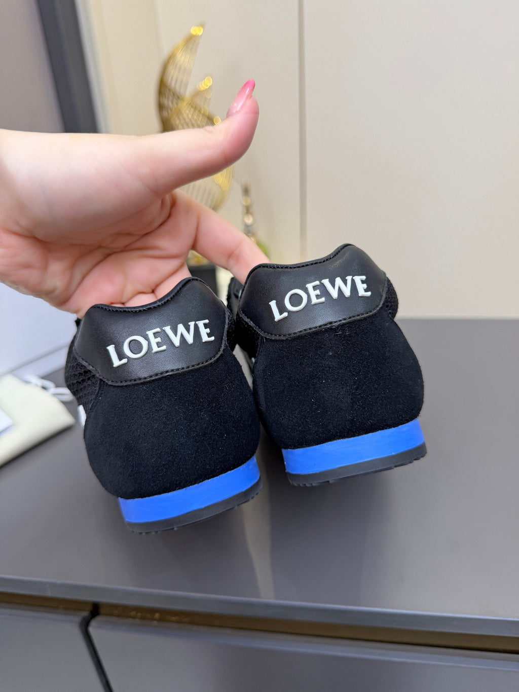 LOEWE 26S RUNNER 2.0 SNEAKERS IN BLACK SUEDE AND MESH FABRIC