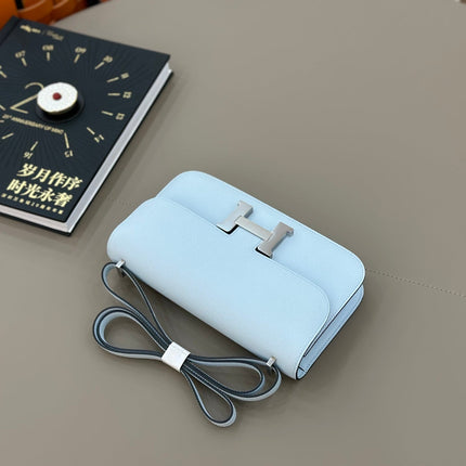 HM 25S CONSTANCE ELAN 24 CM IN SKY BLUE EPSOM WITH SILVER HARDWARE