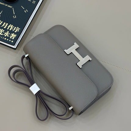 HM 25S CONSTANCE ELAN 24 CM IN DARK GREY EPSOM WITH SILVER HARDWARE