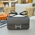HM 25S CONSTANCE ELAN 24 CM IN DARK GREY EPSOM WITH SILVER HARDWARE