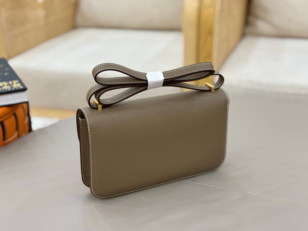 HM 25S CONSTANCE ELAN 24 CM IN TAUPE BROWN EPSOM WITH GOLD HARDWARE