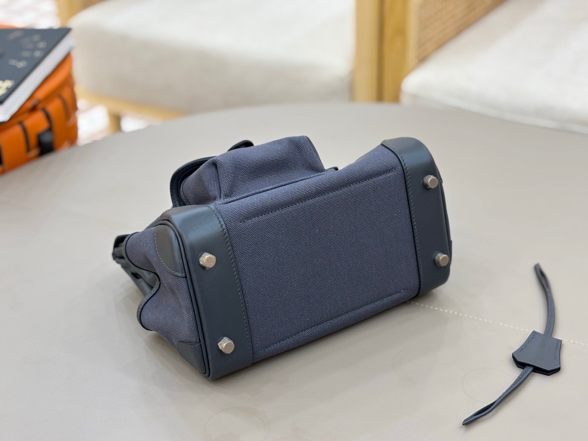 HM 25S BIRKIN CARGO 25 CM IN CHARCOAL BLUE CANVAS AND SWIFT WITH SILVER HARDWARE