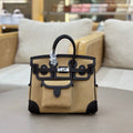 HM 25S BIRKIN CARGO 25 CM IN BEIGE CANVAS AND BLACK SWIFT WITH SILVER HARDWARE