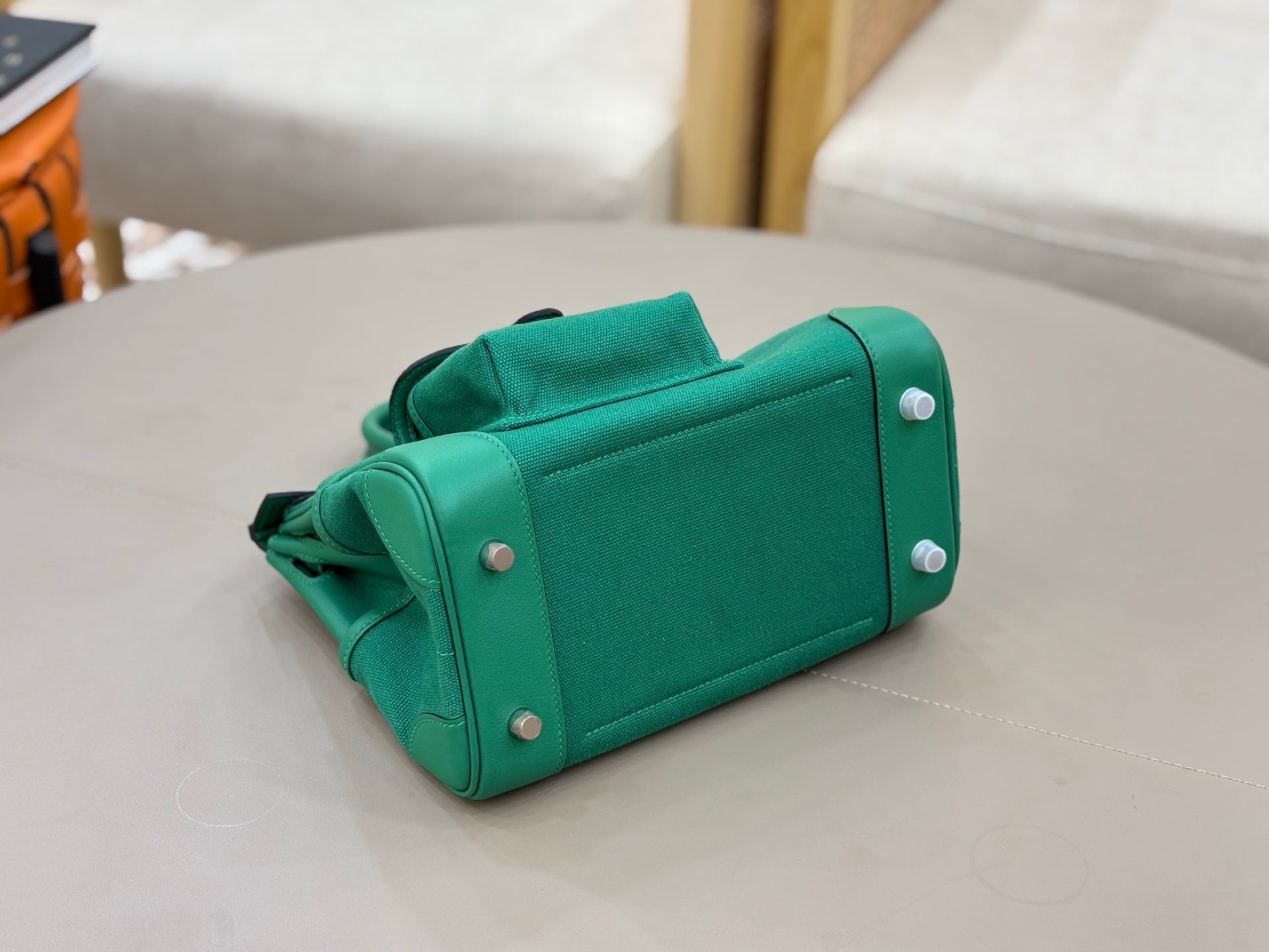 HM 25S BIRKIN CARGO 25 CM IN DARK JADE GREEN CANVAS AND SWIFT WITH SILVER HARDWARE