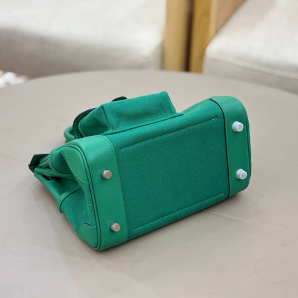 HM 25S BIRKIN CARGO 25 CM IN DARK JADE GREEN CANVAS AND SWIFT WITH SILVER HARDWARE