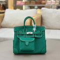 HM 25S BIRKIN CARGO 25 CM IN DARK JADE GREEN CANVAS AND SWIFT WITH SILVER HARDWARE