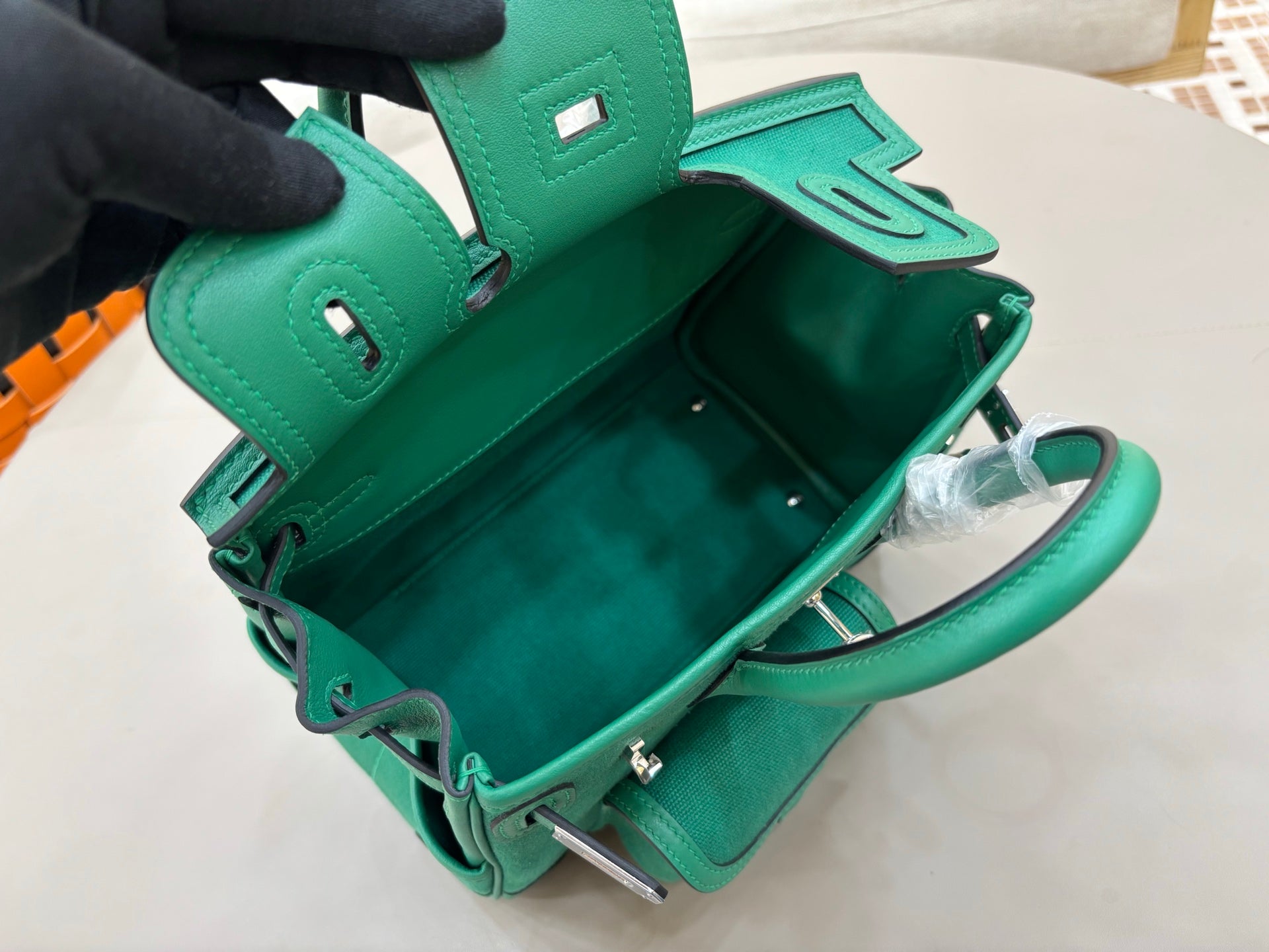 HM 25S BIRKIN CARGO 25 CM IN DARK JADE GREEN CANVAS AND SWIFT WITH SILVER HARDWARE