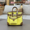HM 25S BIRKIN CARGO 25 CM IN YELLOW CANVAS AND BROWN SWIFT WITH SILVER HARDWARE