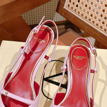 VALENTINO 26S SLINGBACKS 45 MM IN LIGHT PINK CALFSKIN CHERRY DETAILS