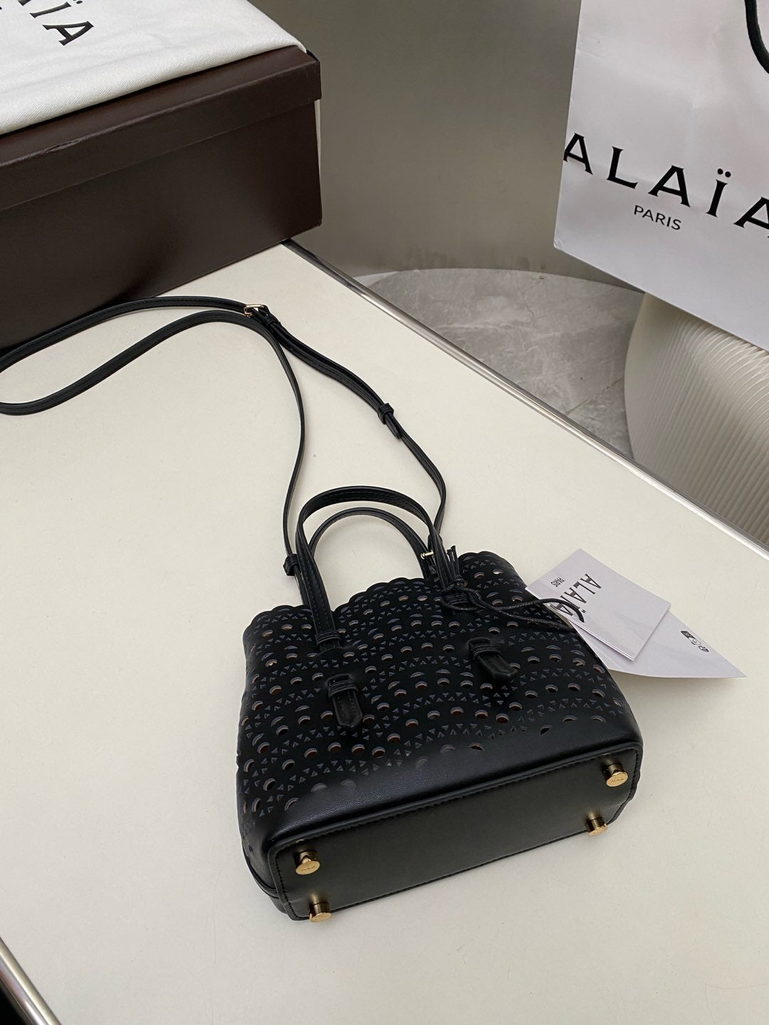 MINA 16 BAG IN BLACK VIENNA WAVE CALFSKIN