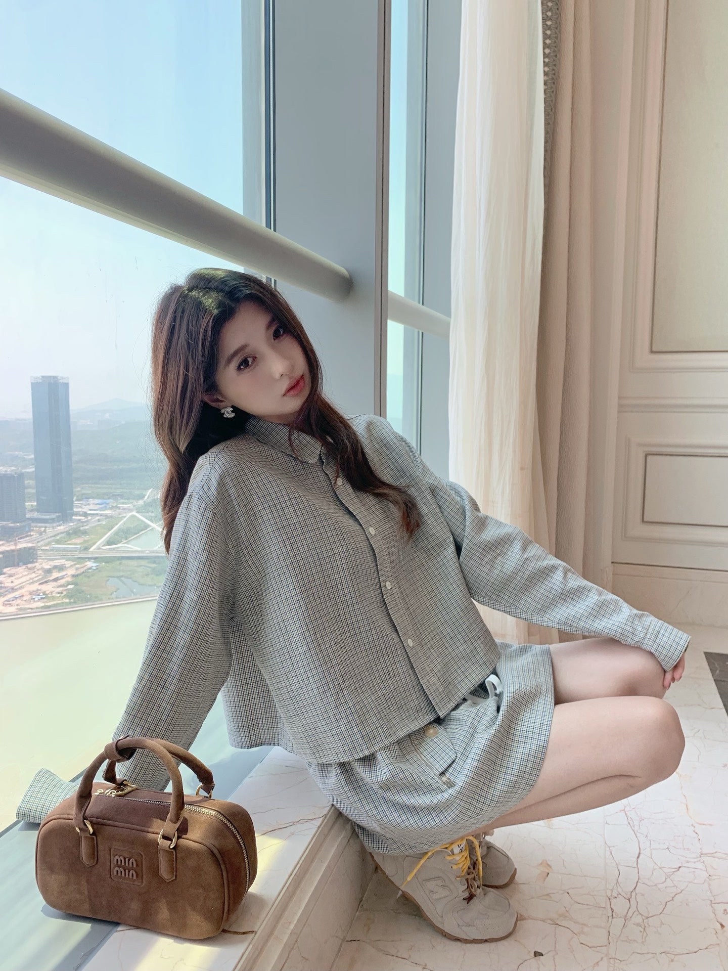 MIUMIU SHIRT & MINI SKIRT SET STYLE 186