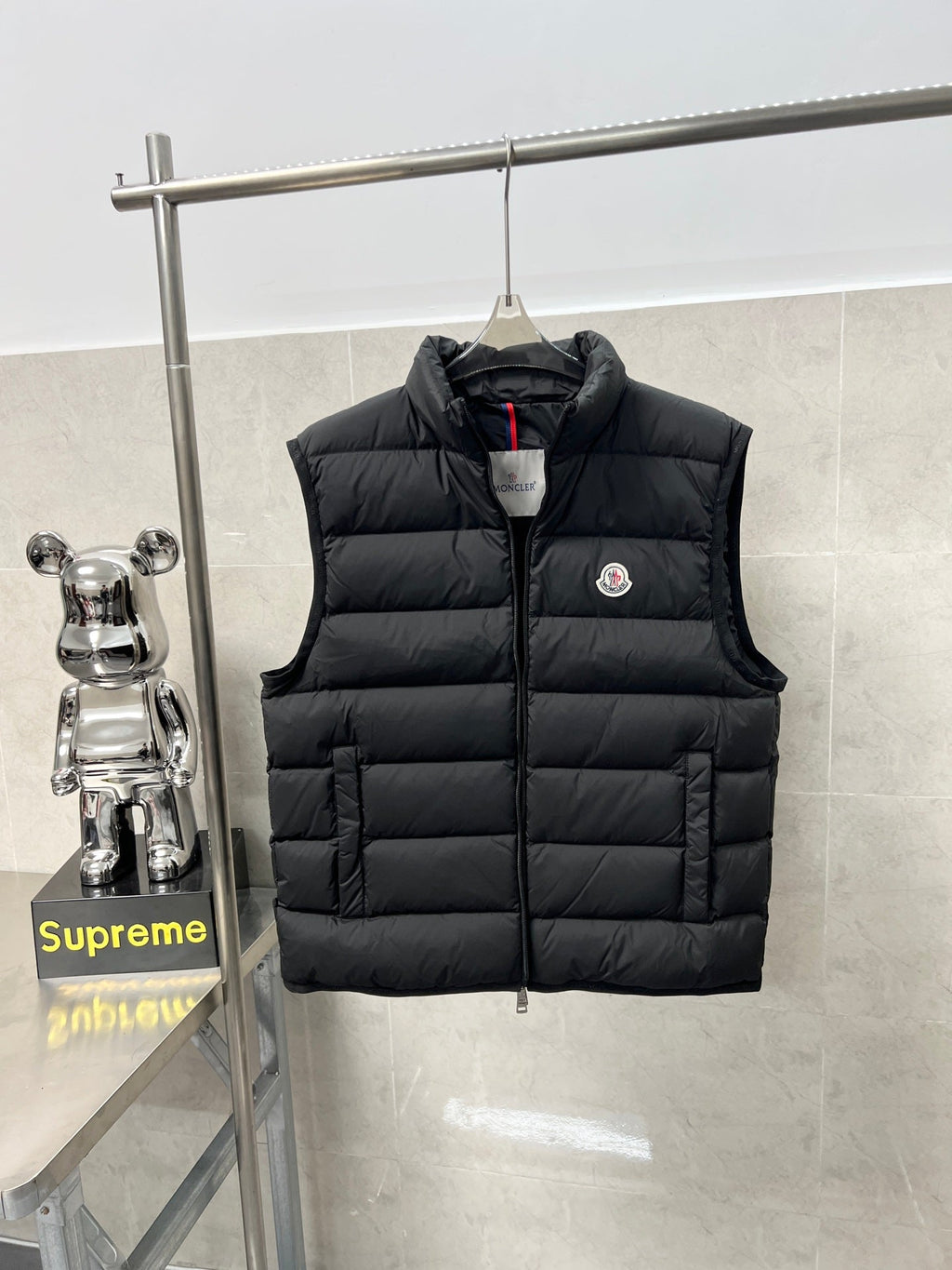 MONCLER SLEEVELESS DOWN VEST IN BLACK