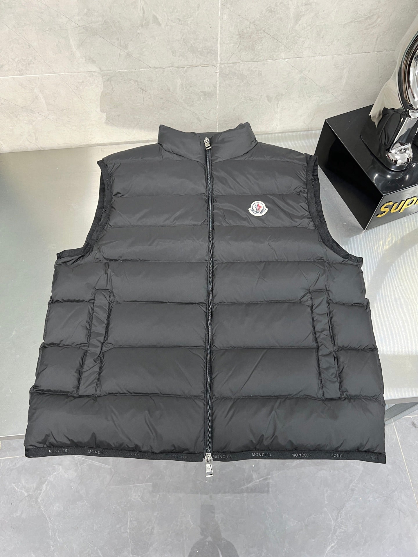 MONCLER SLEEVELESS DOWN VEST IN BLACK