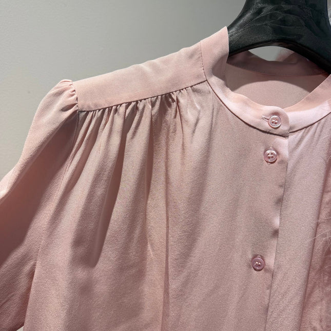 VALENTINO 26S FEATHER-TRIMMED SILK SHIRT 353