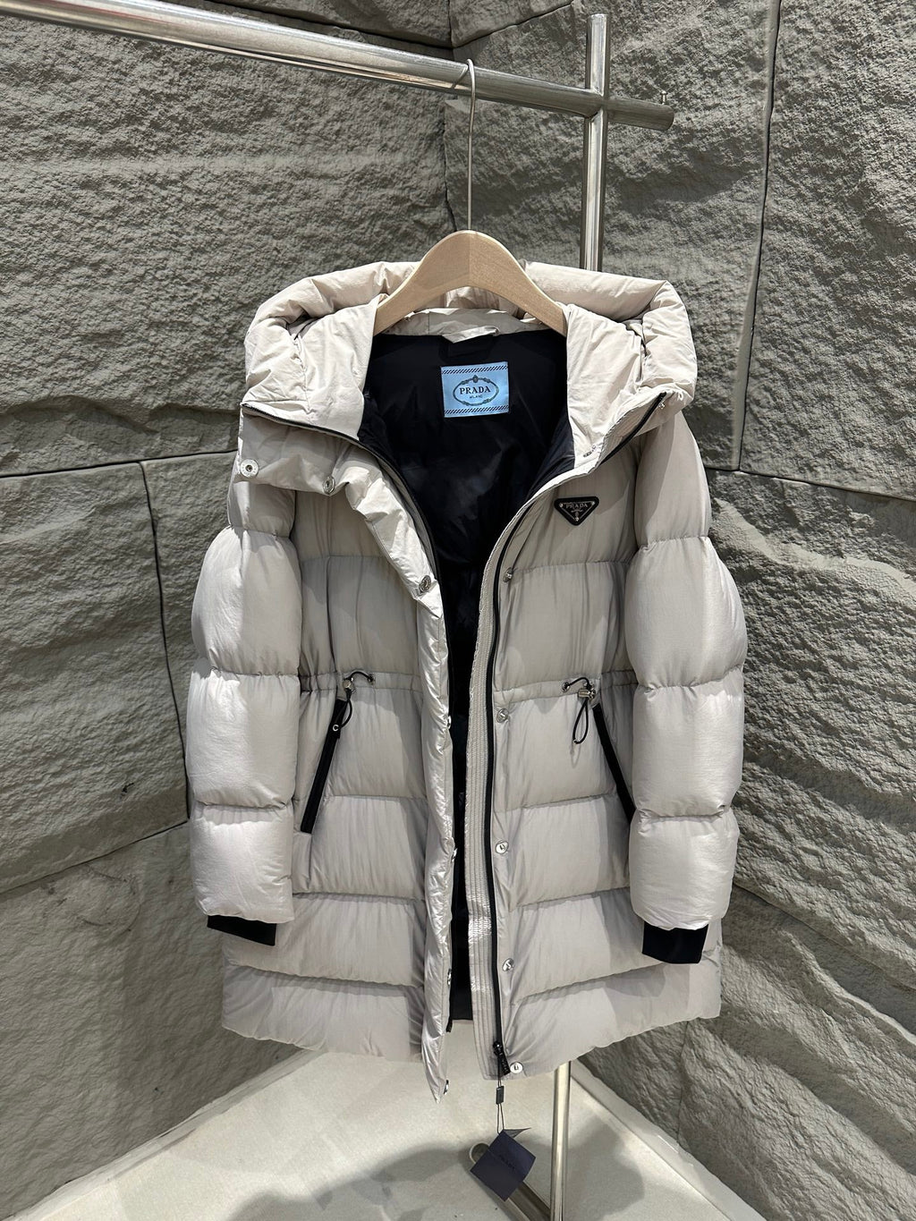 PRADA 25S LONG GOOSE DOWN COAT WITH HOOD 231