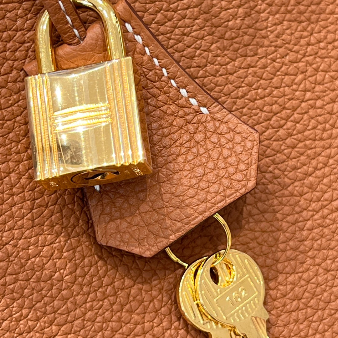 HM 25S BIRKIN 25 CM IN CARAMEL BROWN TOGO WITH KEY GOLD
