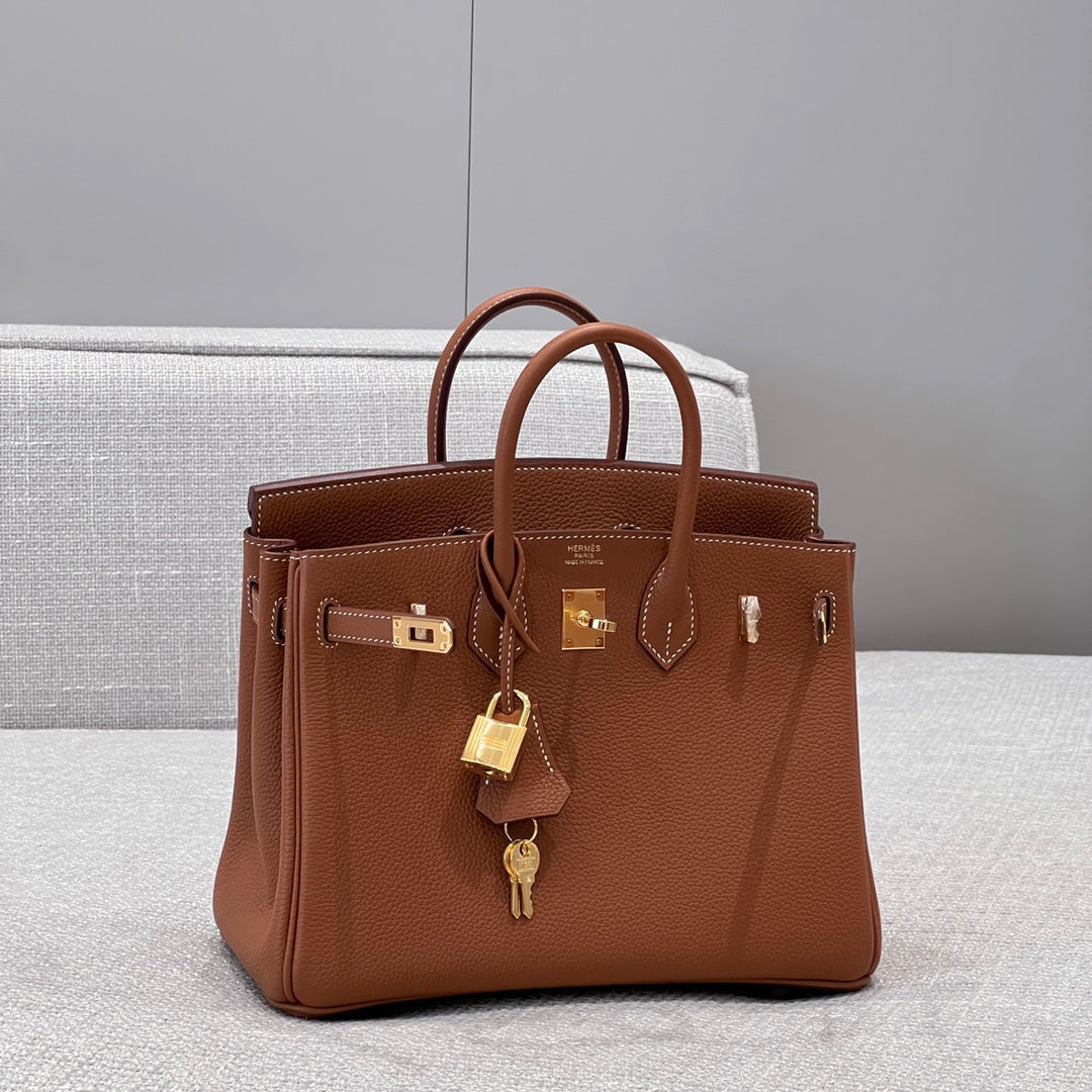 HM 25S BIRKIN 25 CM IN CARAMEL BROWN TOGO WITH KEY GOLD