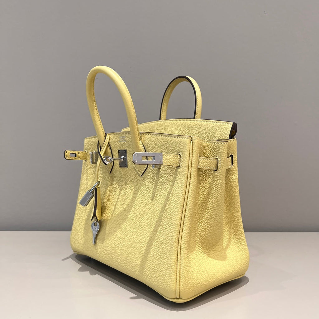 HM 25S BIRKIN 25 CM IN LIGHT YELLOW TOGO WITH KEY SILVER