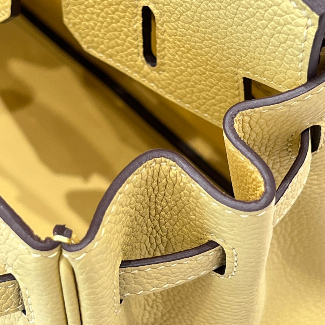 HM 25S BIRKIN 25 CM IN LIGHT YELLOW TOGO WITH KEY SILVER