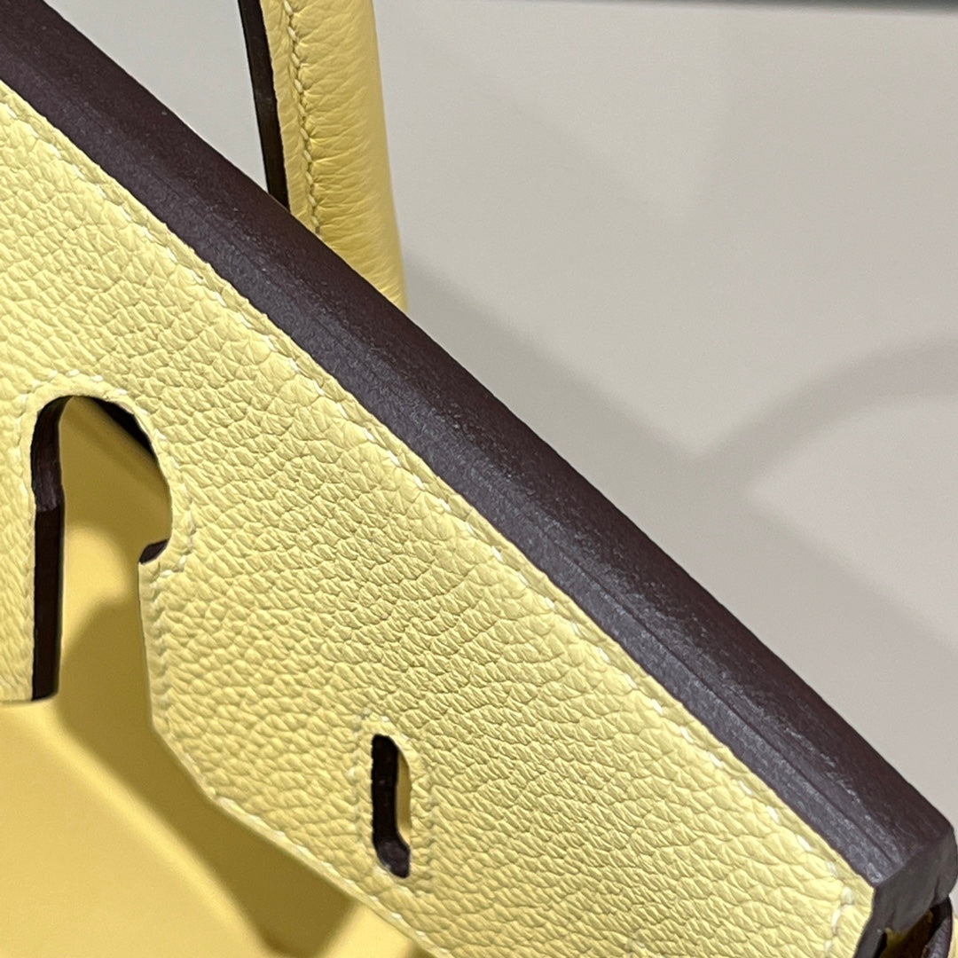 HM 25S BIRKIN 25 CM IN LIGHT YELLOW TOGO WITH KEY SILVER