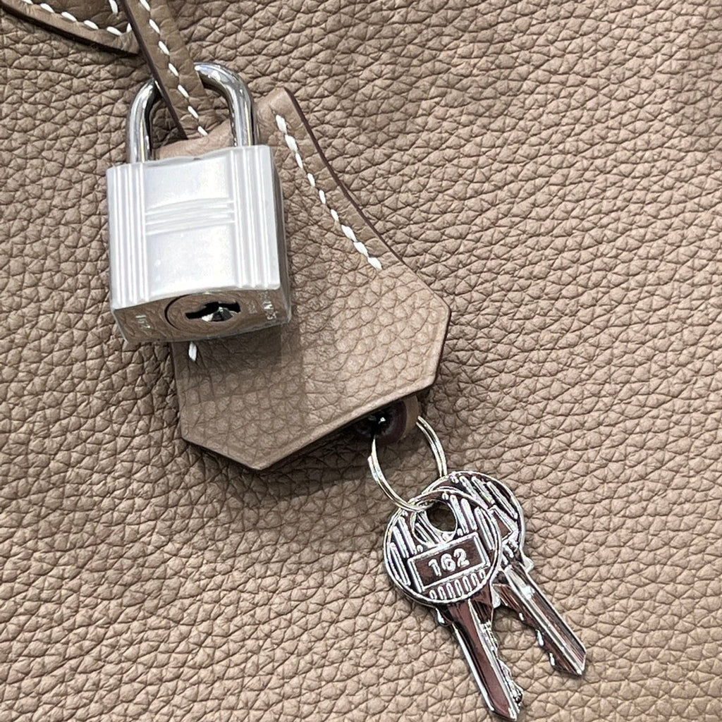 HM 25S BIRKIN 25 CM IN CLAY BROWN TOGO WITH KEY SILVER