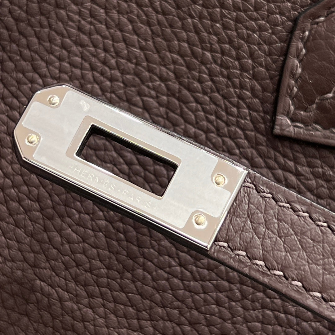 HM 25S BIRKIN 25 CM IN DARK BROWN TOGO WITH KEY SILVER