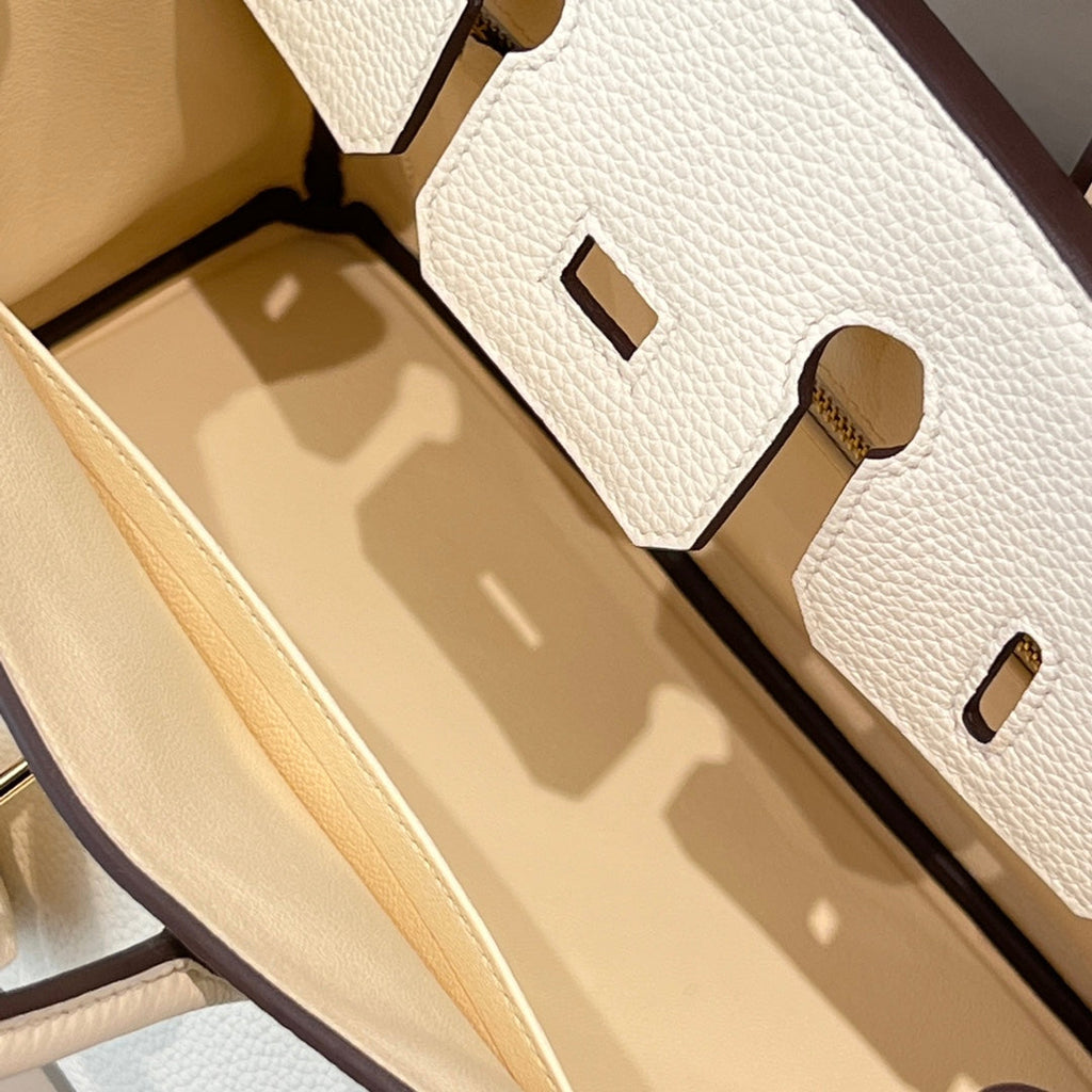 HM 25S BIRKIN 25 CM IN CREAM WHITE TOGO WITH KEY GOLD