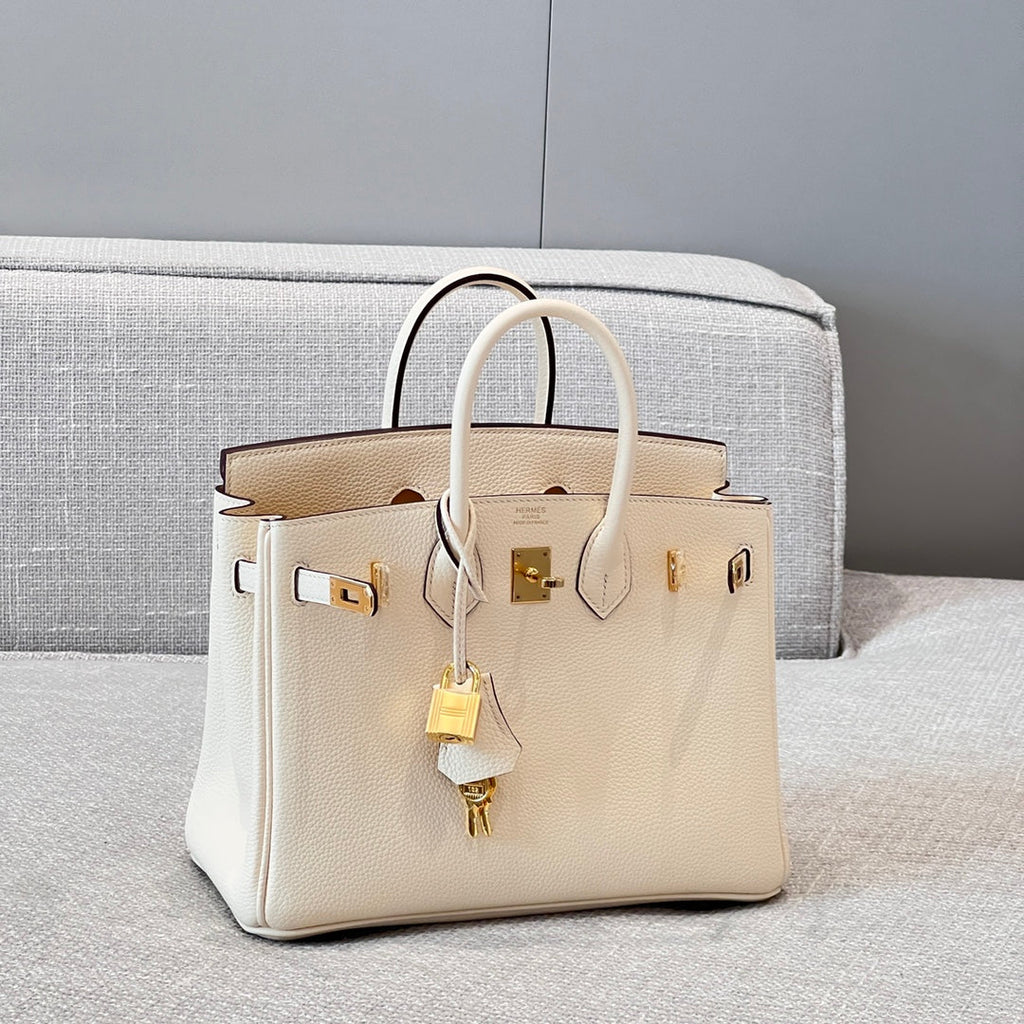 HM 25S BIRKIN 25 CM IN CREAM WHITE TOGO WITH KEY GOLD