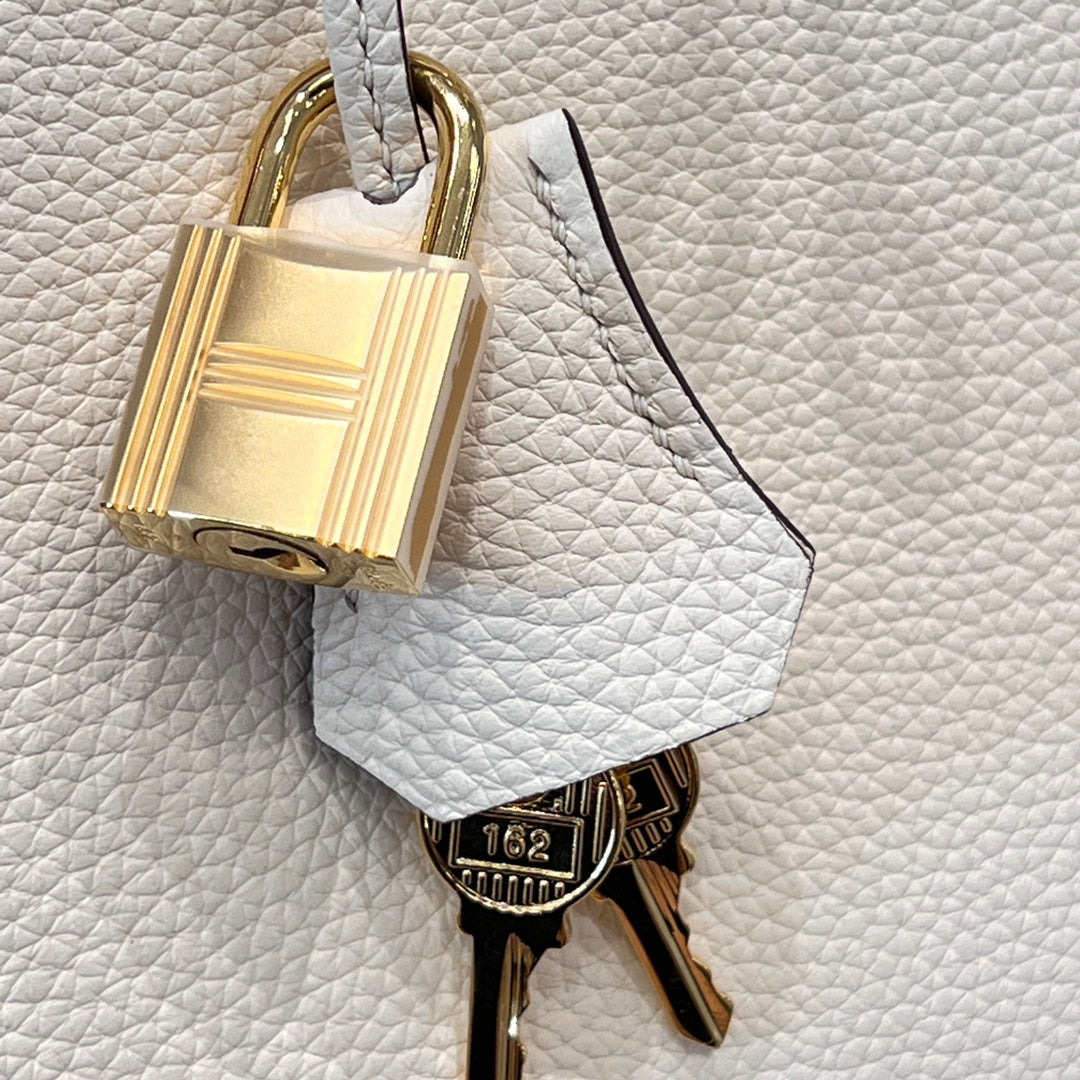 HM 25S BIRKIN 25 CM IN CREAM WHITE TOGO WITH KEY GOLD