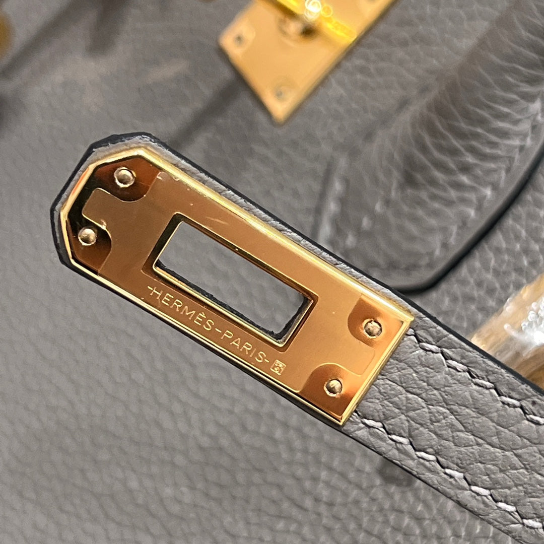 HM 25S BIRKIN 25 CM IN DARK GREY TOGO WITH KEY GOLD