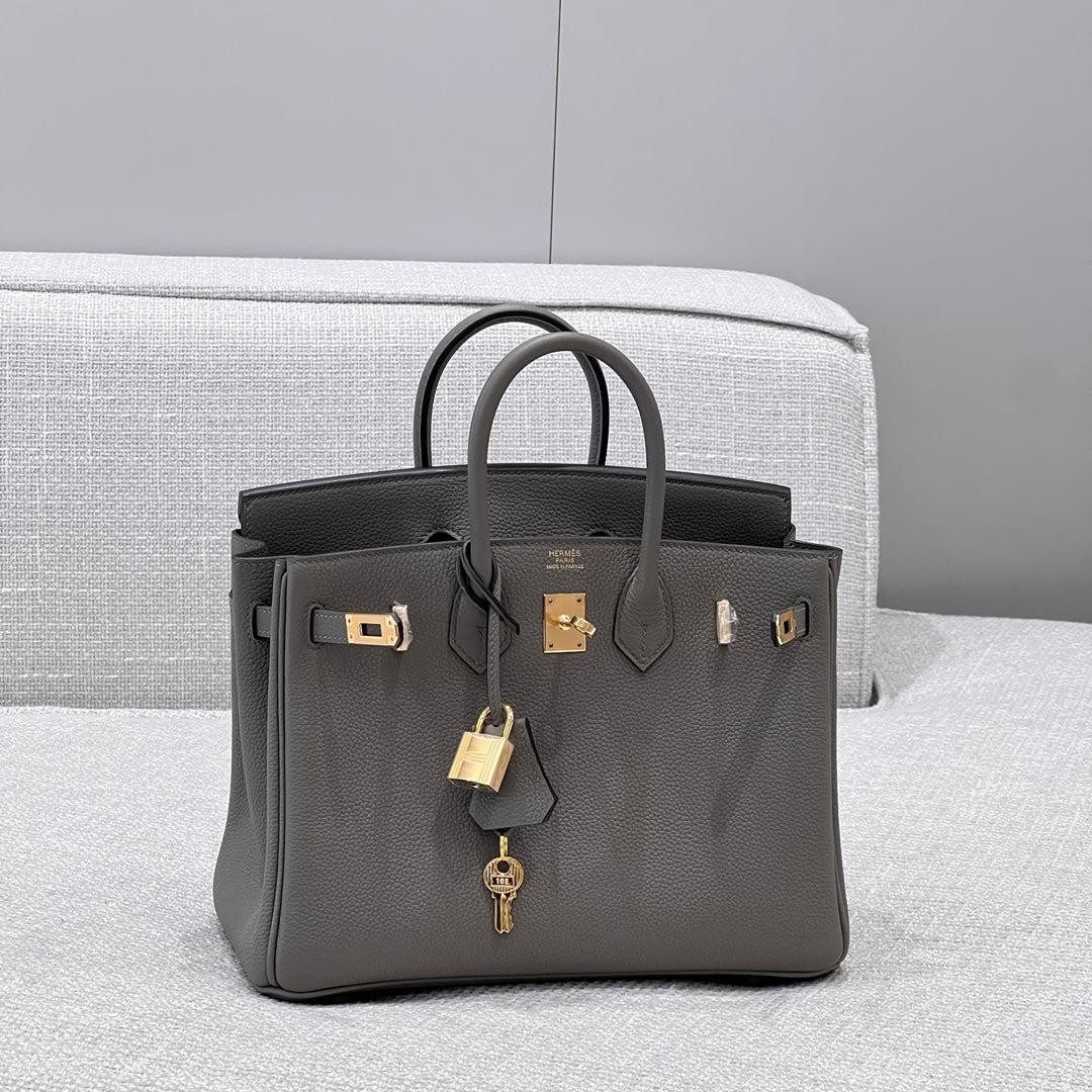 HM 25S BIRKIN 25 CM IN DARK GREY TOGO WITH KEY GOLD
