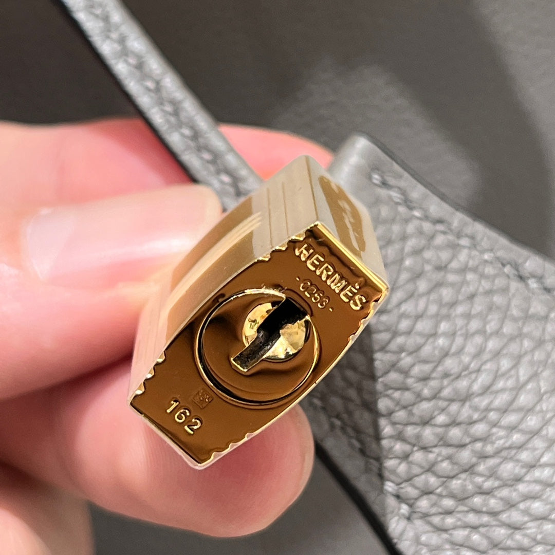HM 25S BIRKIN 25 CM IN DARK GREY TOGO WITH KEY GOLD